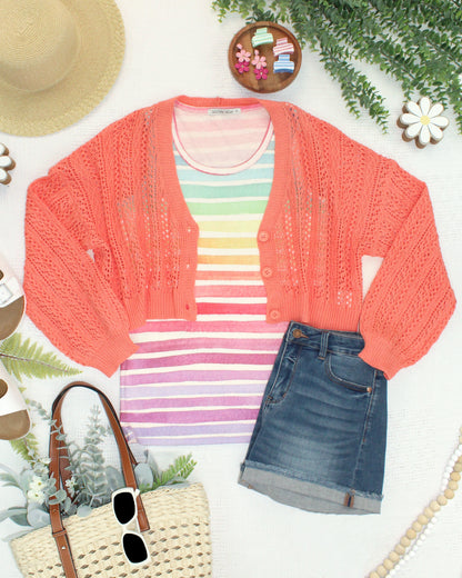 PREORDER- Michelle Mae Callie Cropped Cardigan - Melon