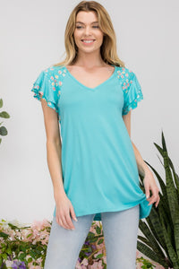 Yesteryears Dainty Floral Short Sleeve Top