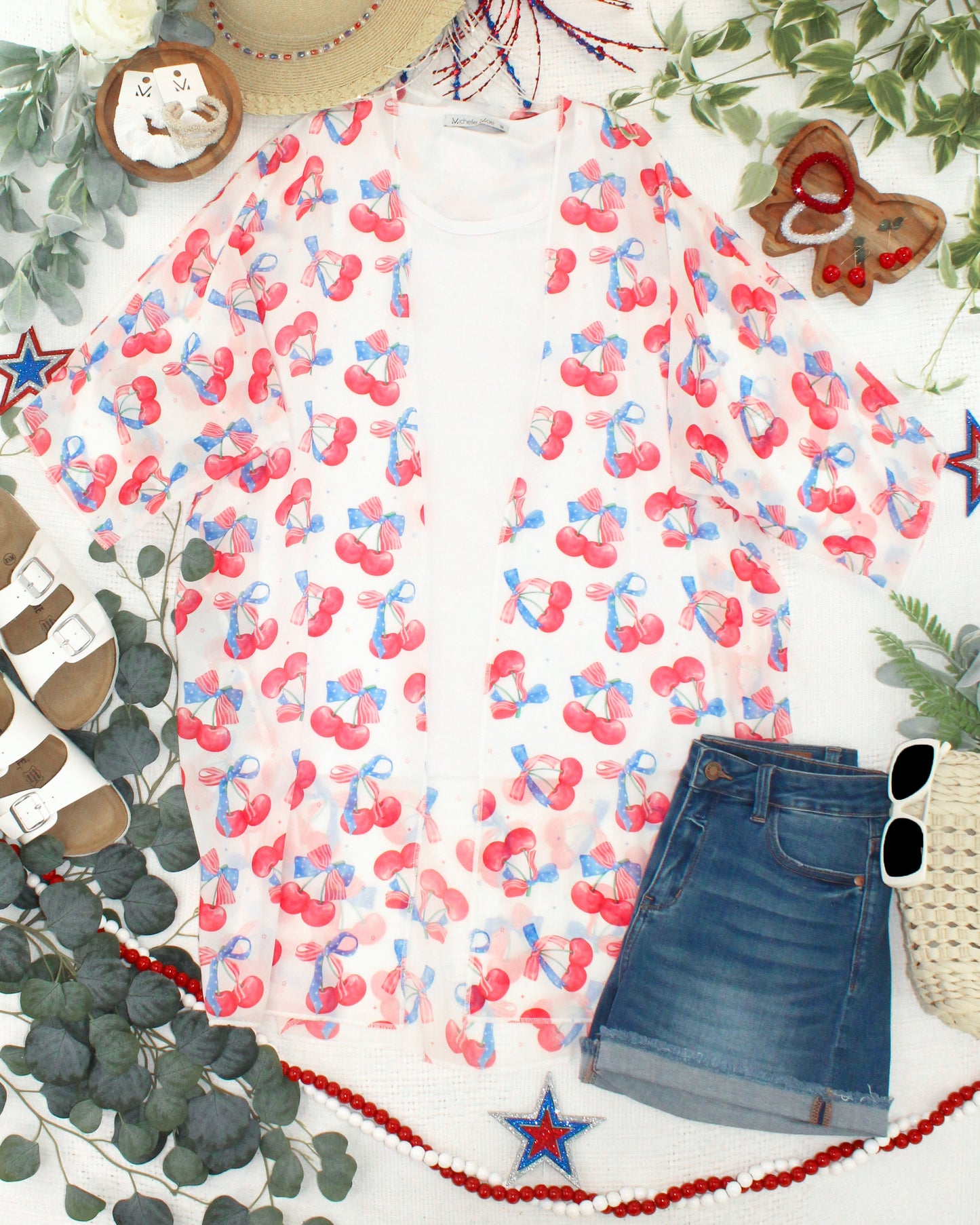Michelle Mae Patriotic Cherries Kimono