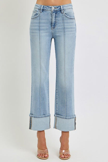 Everyday Charm Ankle Cuffed Straight-Leg Jeans