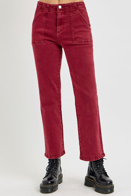 Urban Patch High Rise Jeans - Wine