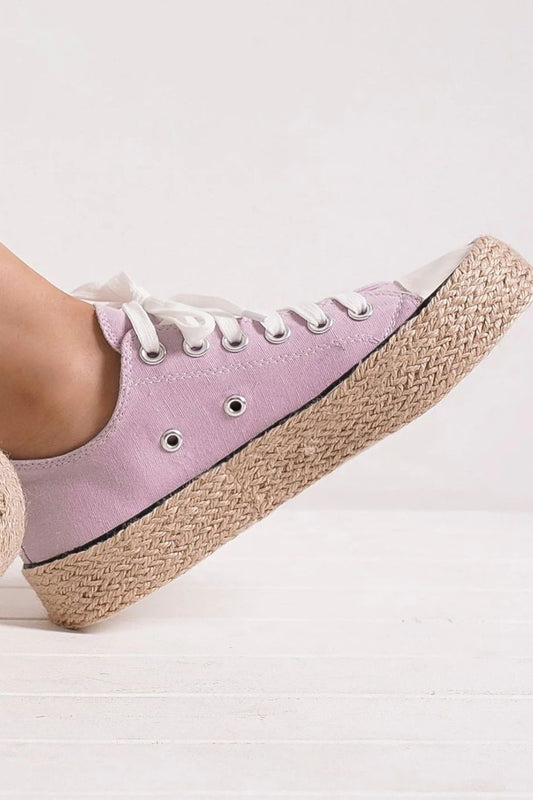 Espadrille Vibes Lace-Up Sneakers-Lilac