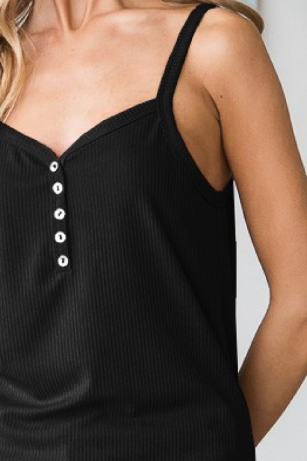 Penny For Your Thoughts Ribbed Cami-Black