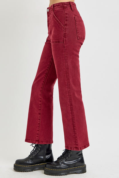 Urban Patch High Rise Jeans - Wine