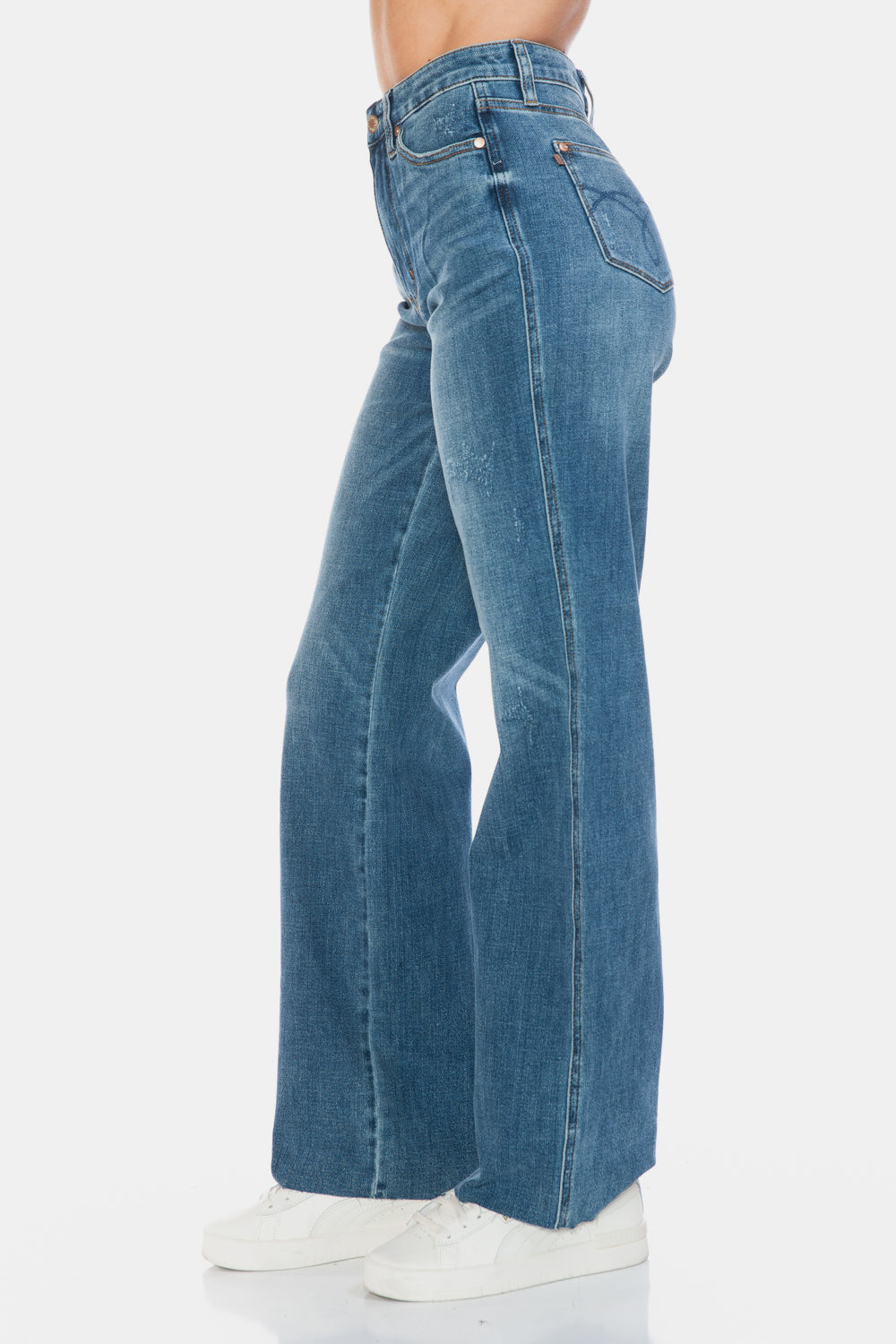 Sculpt & Stride Straight Raw Hem Jeans