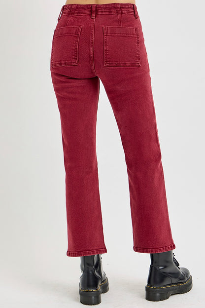 Urban Patch High Rise Jeans - Wine