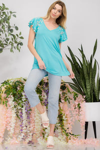 Yesteryears Dainty Floral Short Sleeve Top