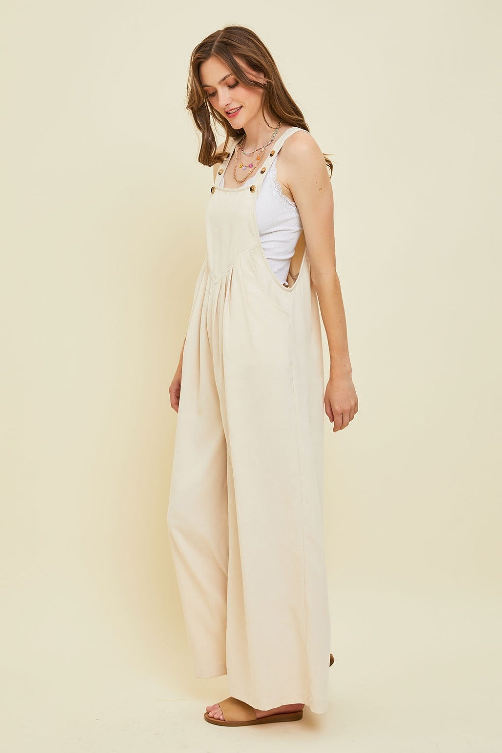 Corduroy's Button Wide-Leg Overall