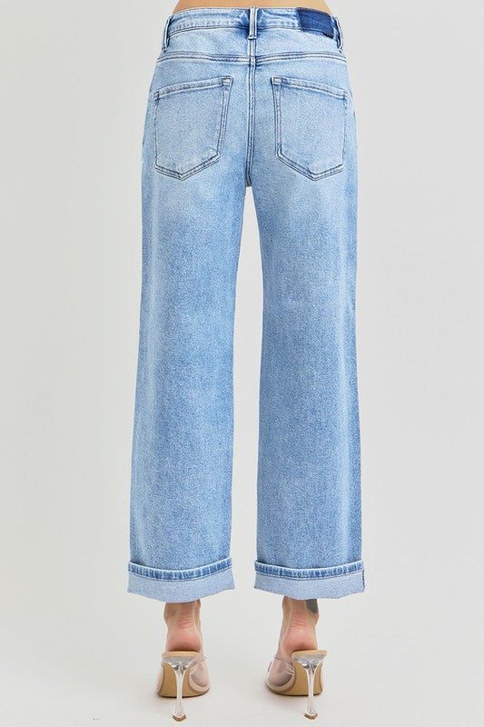 Trendsetter Cuffed Ankle Wide-Leg Jeans