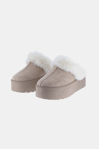 Cozy Luxe Snow Slippers-taupe