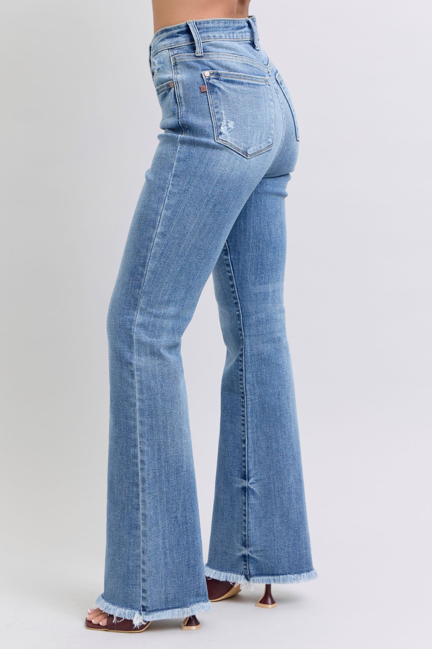 Flare & Fringe Raw Hem Bootcut Jeans