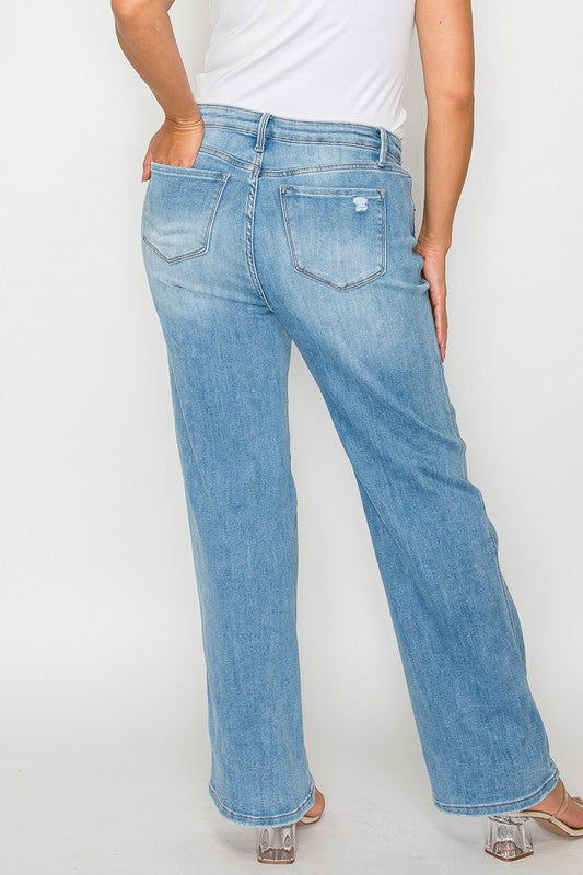 Distressed Darling High Rise Straight Jeans