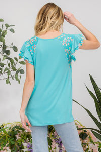 Yesteryears Dainty Floral Short Sleeve Top