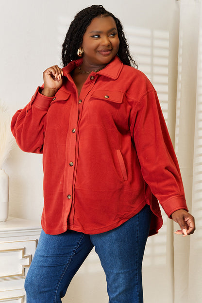 Cozy Girl Button Down Shacket-rust