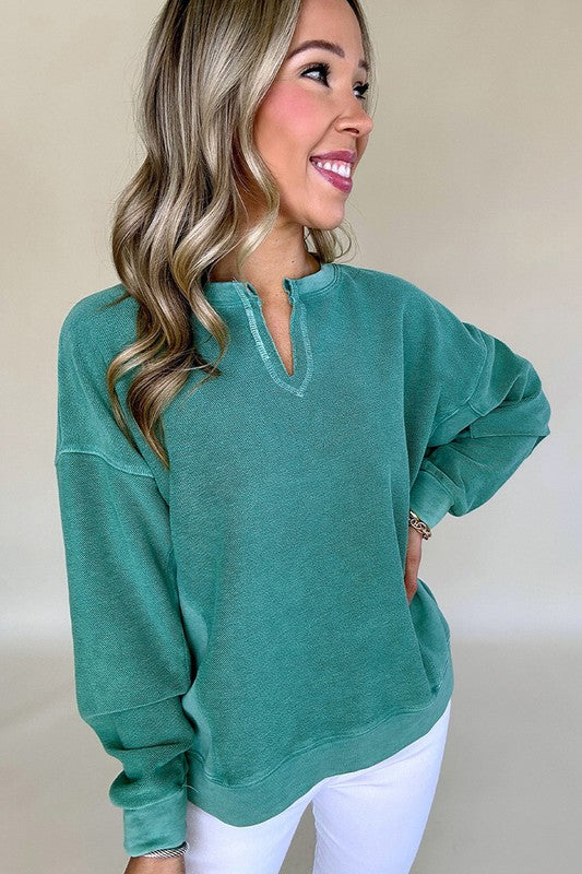 Trendy Notch Neck Sweatshirt