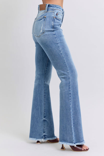 Flare & Fringe Raw Hem Bootcut Jeans