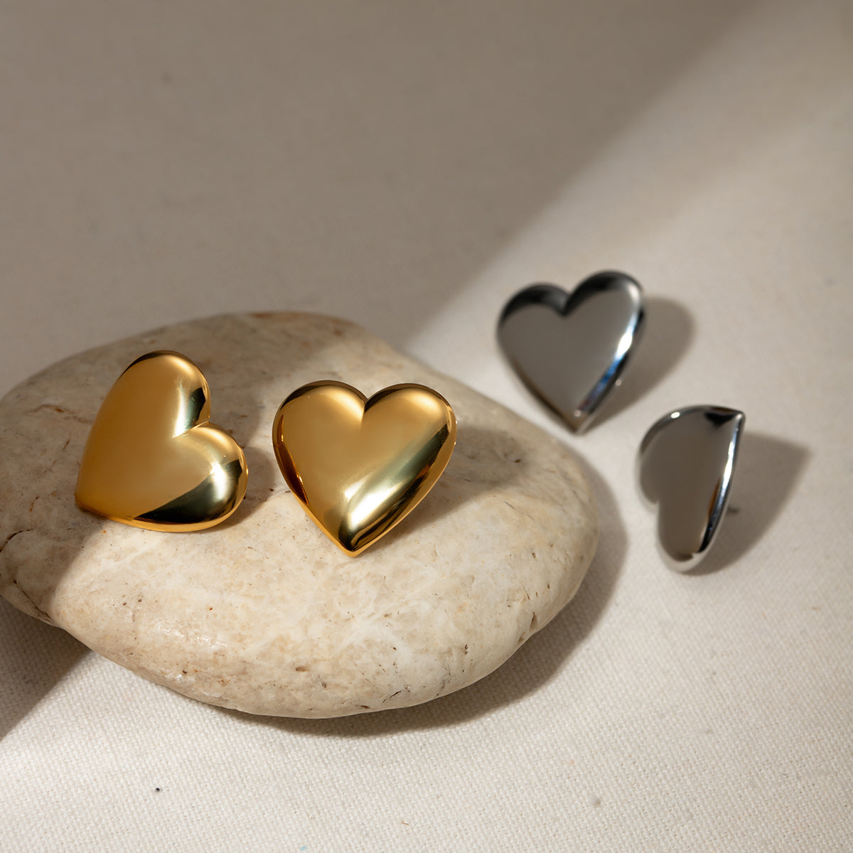 Stainless Steel Heart Stud Earrings **FINAL SALE**