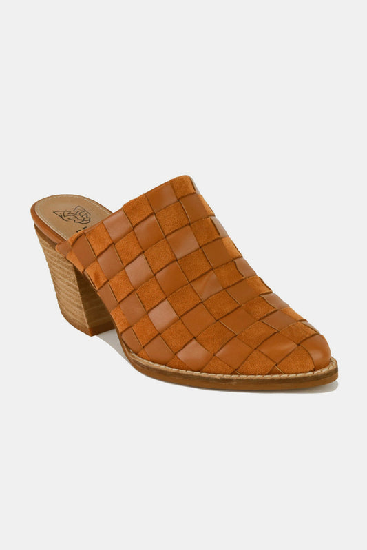 Checkerboard Chic Block Heel Mules