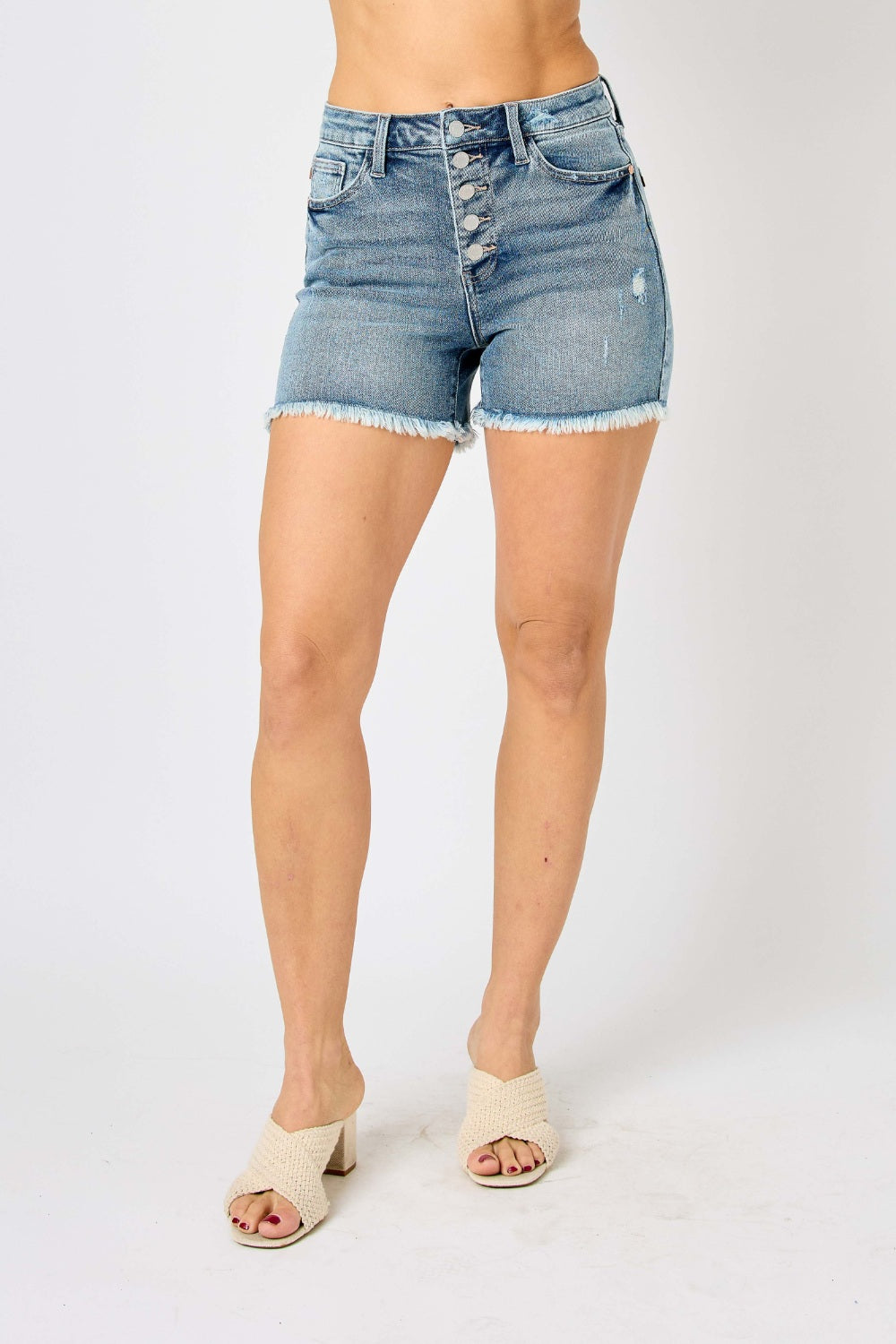 Felicia Raw Hem Denim Shorts