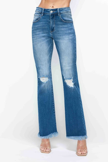 Untamed Flair Raw Hem Bootcut Jeans