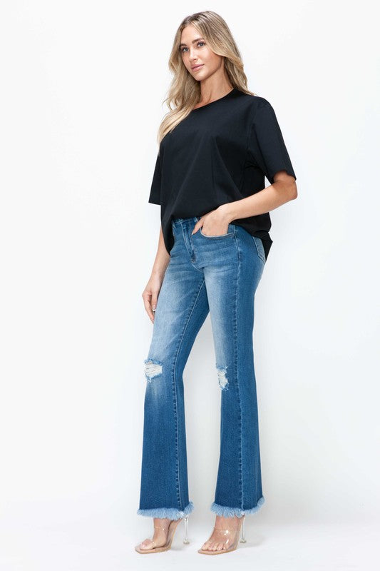 Untamed Flair Raw Hem Bootcut Jeans