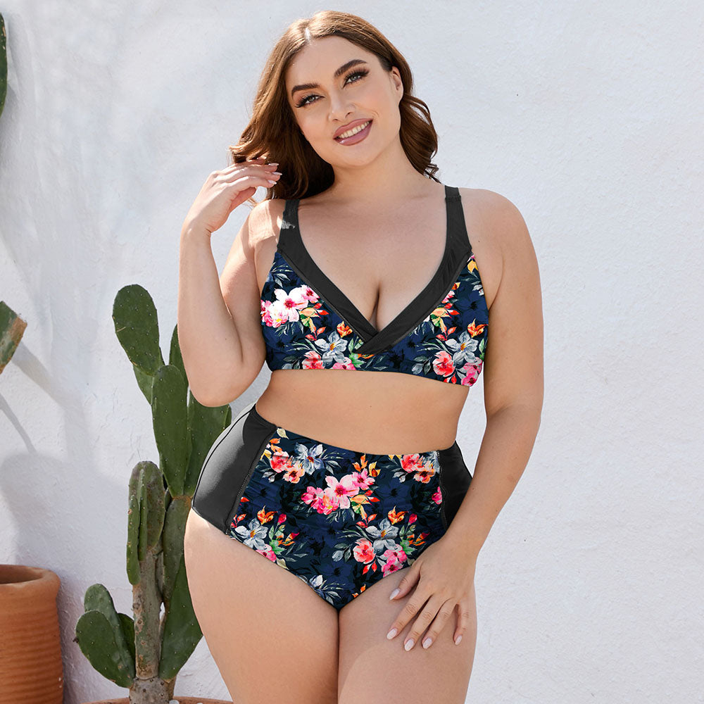 PREORDER- Plus Size Floral High Waist Two-Piece Swim Set