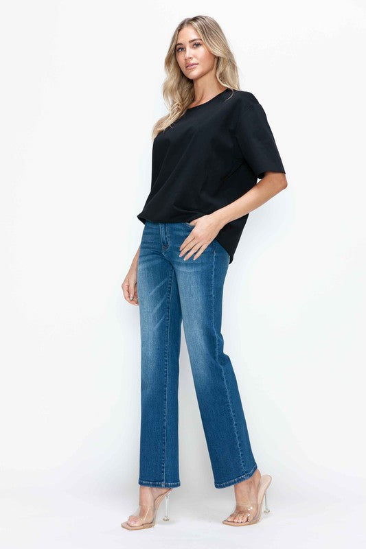 Whisker Chic High Rise Straight Jeans