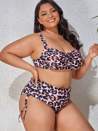 PREORDER- Plus Size Printed Drawstring Detail Bikini Set