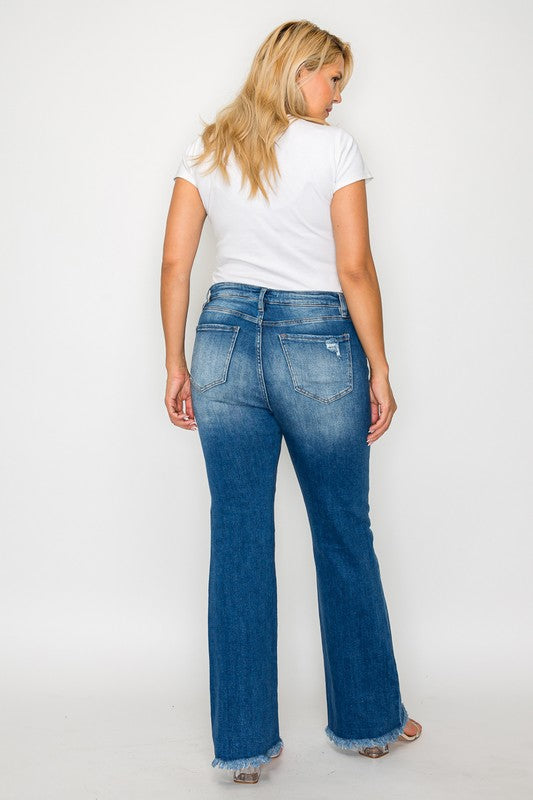 Untamed Flair Raw Hem Bootcut Jeans