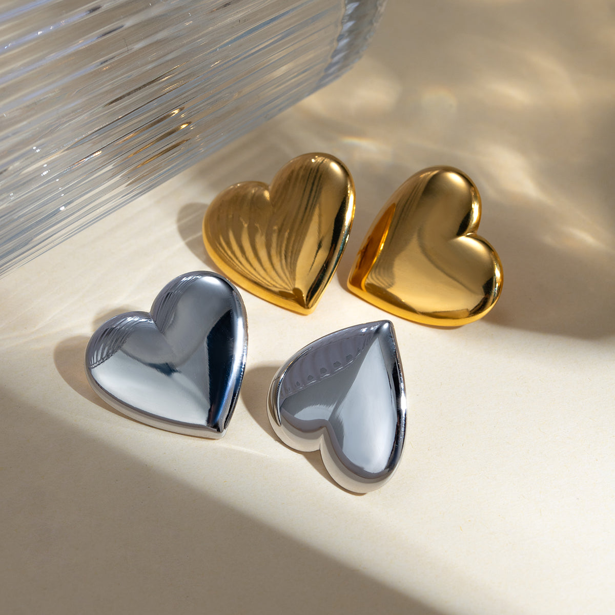 Stainless Steel Heart Stud Earrings **FINAL SALE**