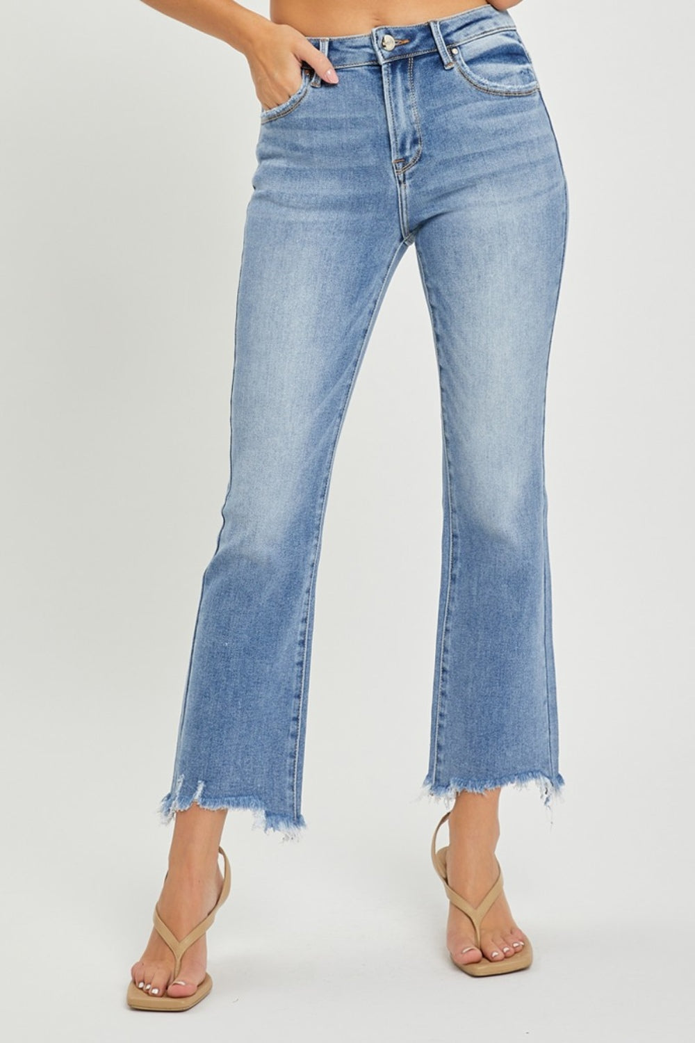 Break it Down Frayed Hem Cropped Straight Jeans