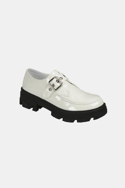 First Place Platform Lug Sole Loafers- White