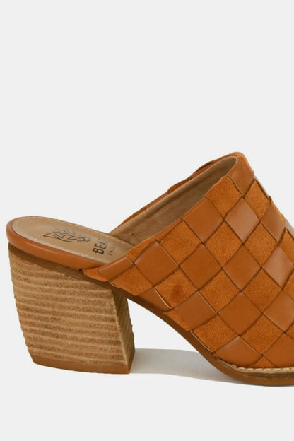 Checkerboard Chic Block Heel Mules