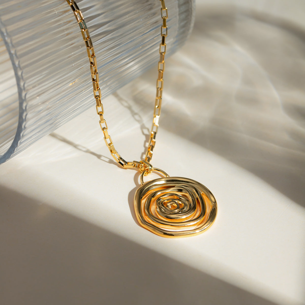 18K Gold-Plated Stainless Steel Spiral Pendant Necklace **FINAL SALE**