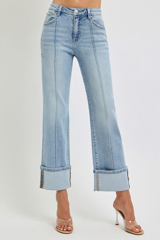 Everyday Charm Ankle Cuffed Straight-Leg Jeans