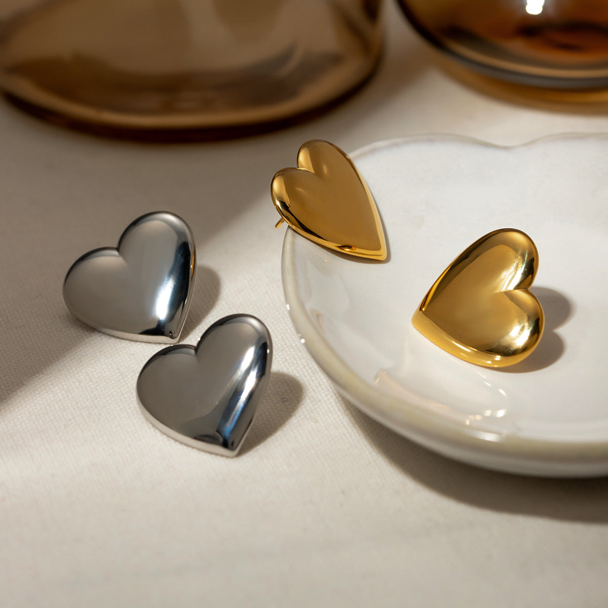 Stainless Steel Heart Stud Earrings **FINAL SALE**