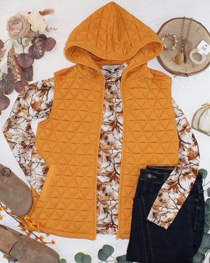 Michelle Mae Heather Geometric Hooded Vest - Mustard