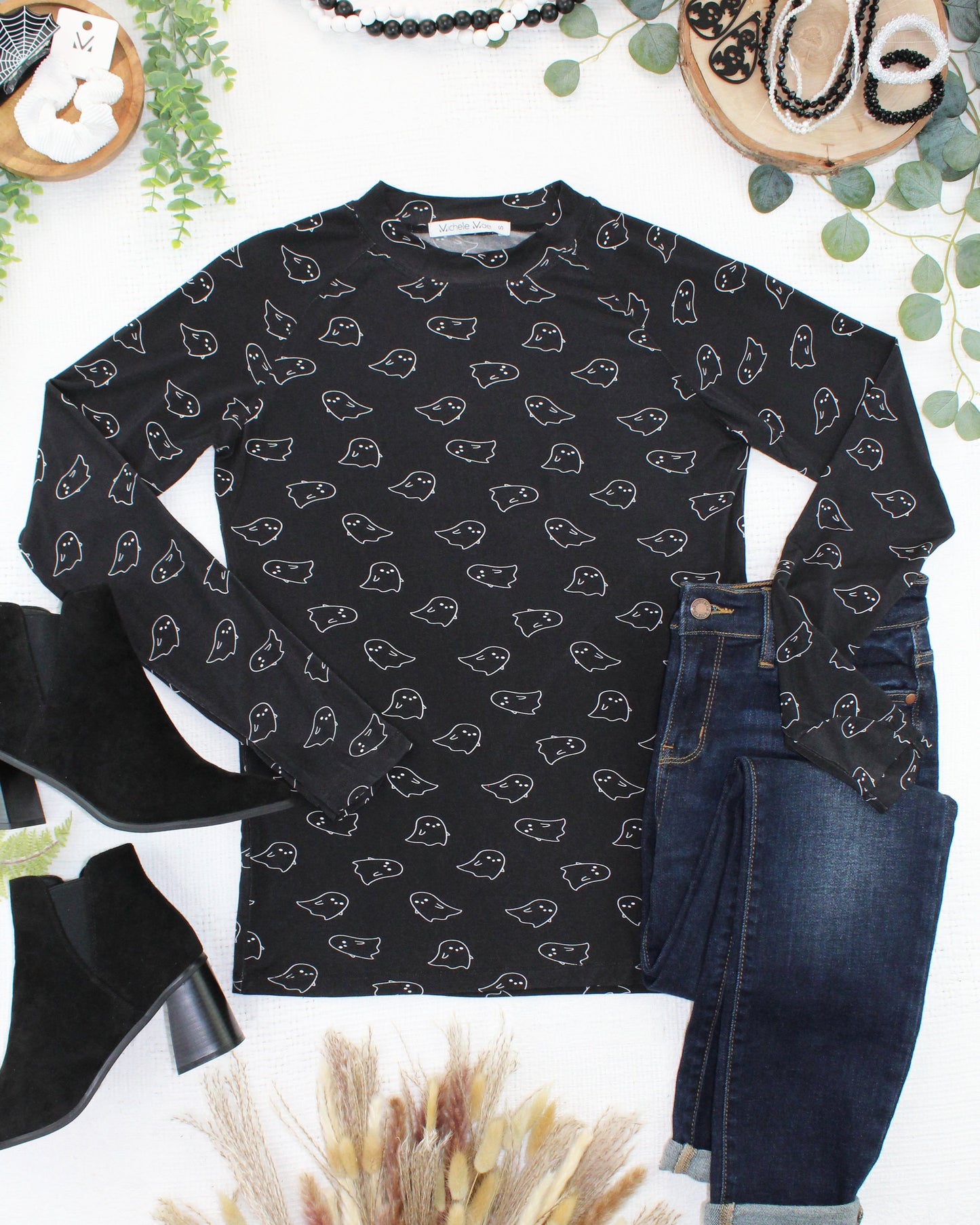 Michelle Mae Blair Long Sleeve Top - Midnight Ghosts