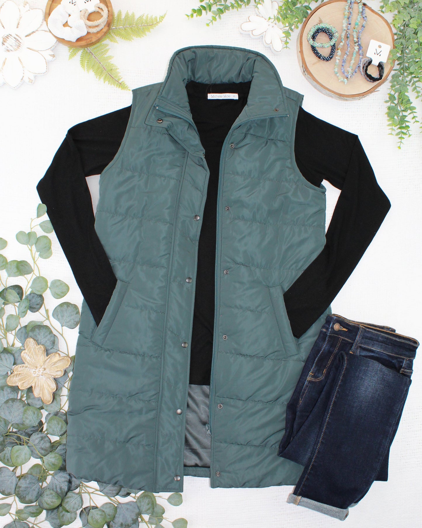 Michelle Mae Harlow Long Vest - Teal