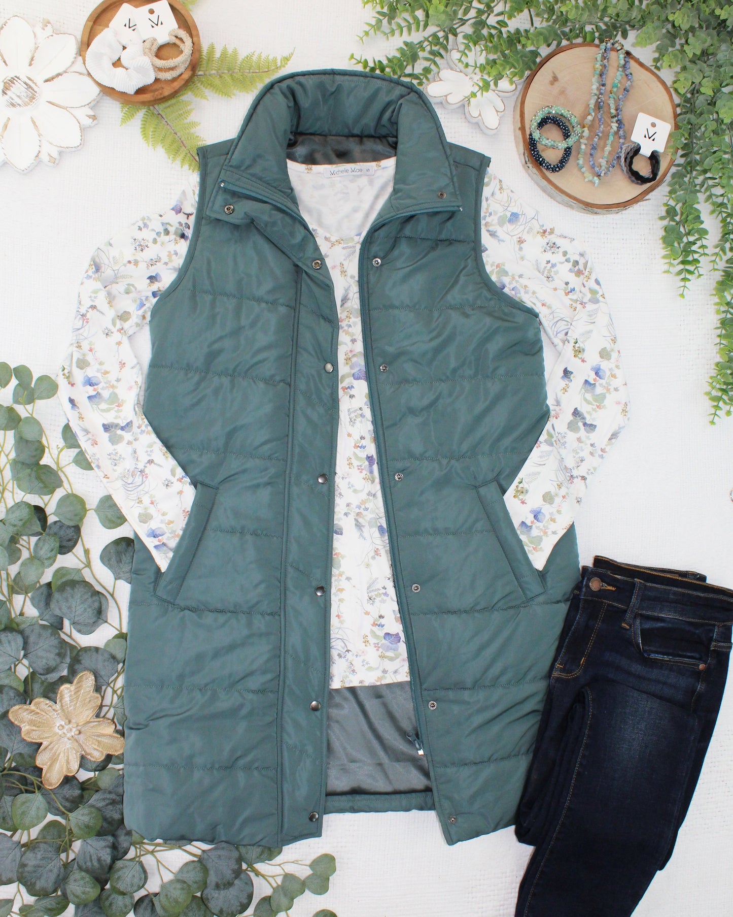 Michelle Mae Harlow Long Vest - Teal