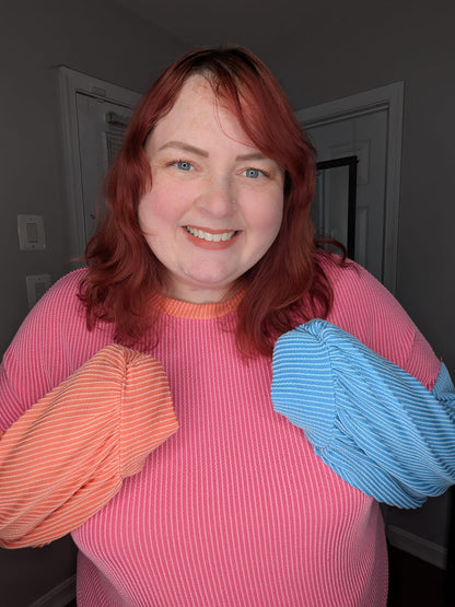 Hit Me With Your Best Shot Colorblock Top in Bright Pink