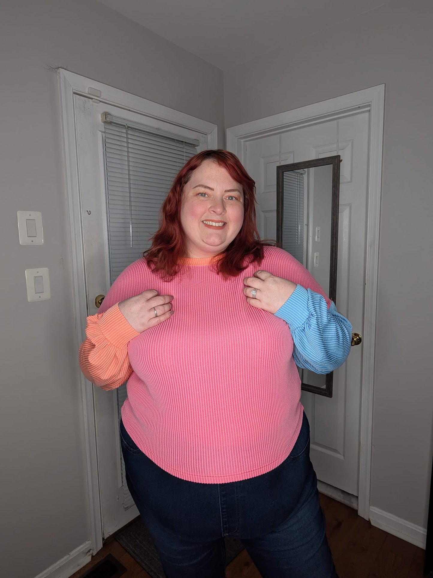 Hit Me With Your Best Shot Colorblock Top in Bright Pink