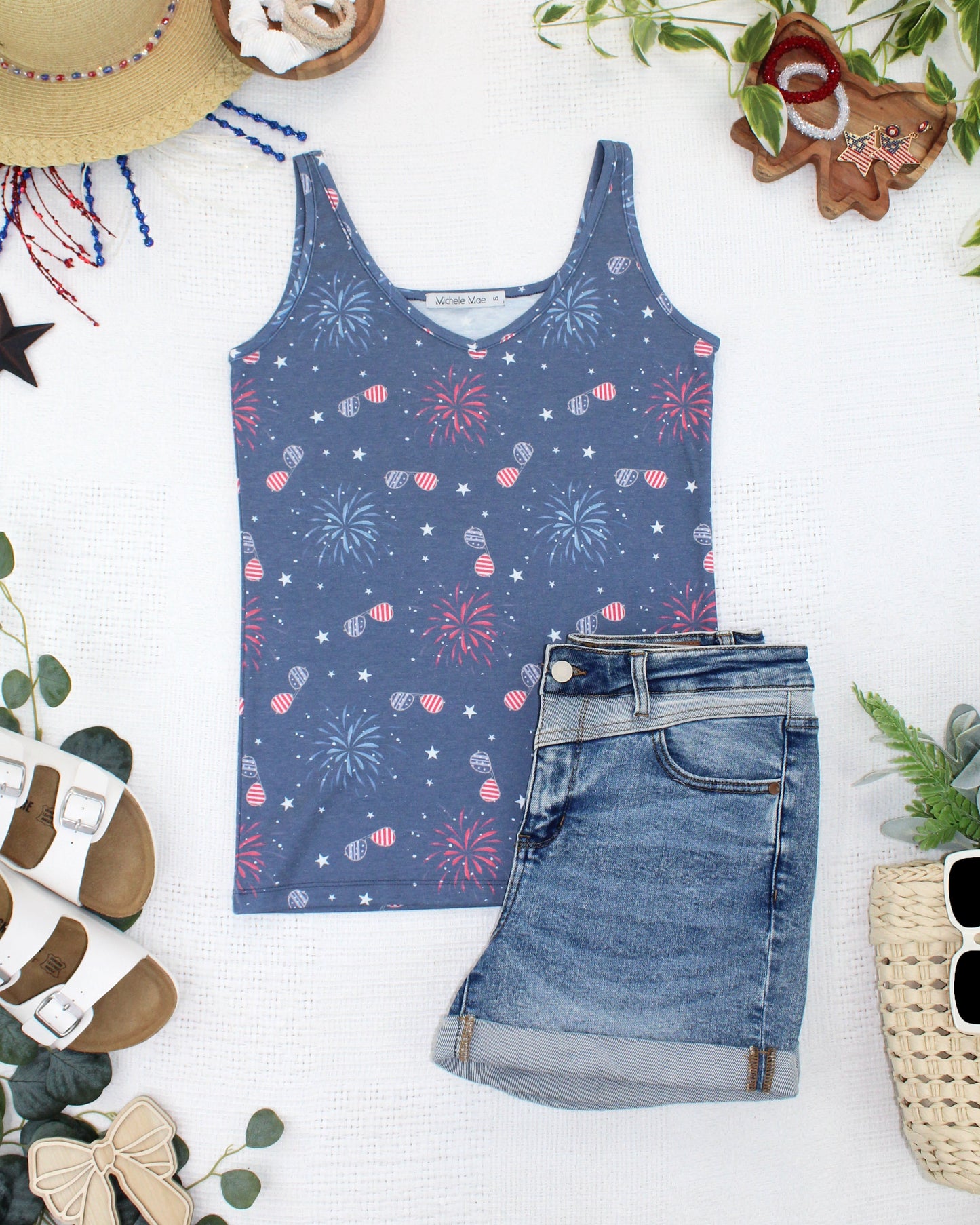 Michelle Mae Kennedy Tank - Aviators and Fireworks
