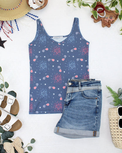 Michelle Mae Kennedy Tank - Aviators and Fireworks