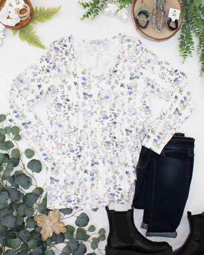 Michelle Mae Long Sleeve Sarah Ruffle Top - Olive Meadow