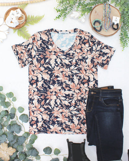 Michelle Mae Sophie Top - Navy Autumn Petals