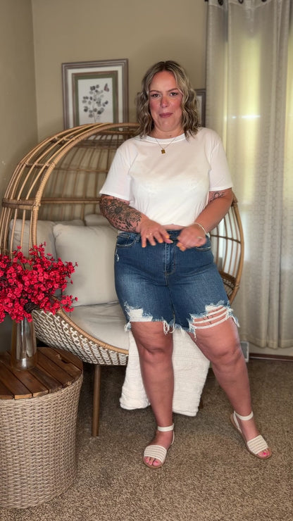 Kelsey Mid Rise Distressed Cutoff Shorts
