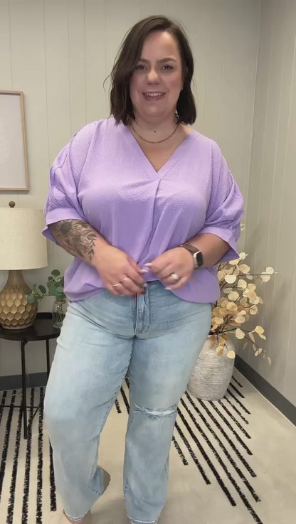 Up For Anything V-Neck Blouse in Lavender