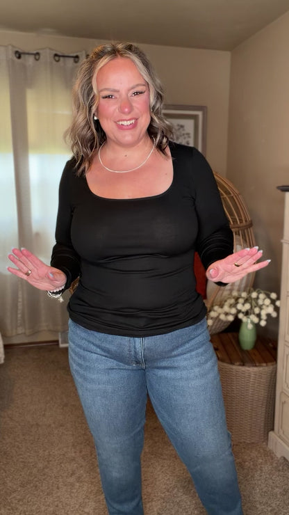 Michelle Mae Alyssa Long Sleeve Top - Black