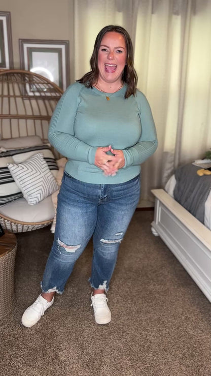 Michelle Mae Ella Long Sleeve Top - Sage